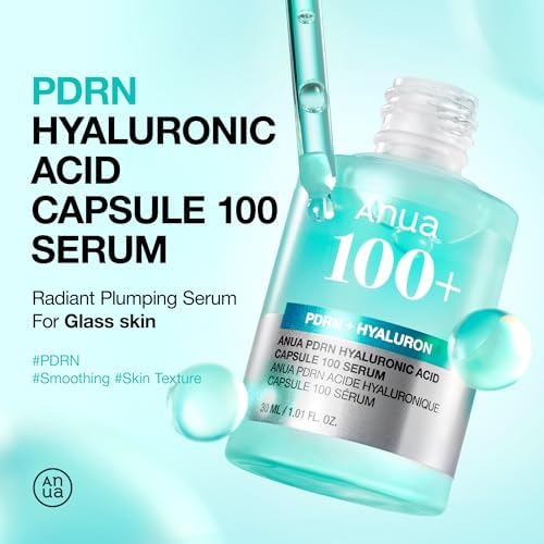ANUA PDRN Hyaluronic Acid Capsule 100 Serum, Radiant Face Serum, Hyaluronic Acid, Hydration, Moisture Plumping effect, Natural color, Korean Skincare, 30ml/1.01fl.oz