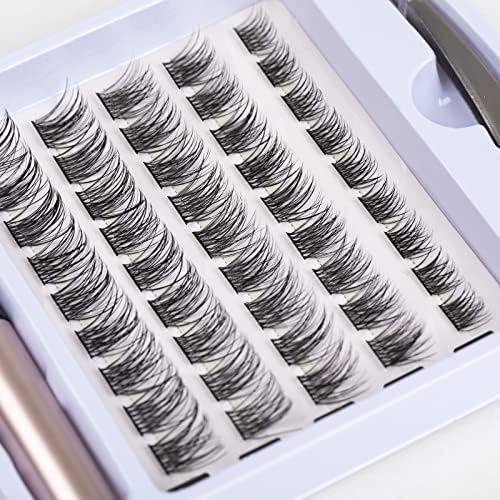 Individual Lashes 45 Clusters Lashes C Curl DIY Eyelash Extension Kit at Home for Make-up Beginner False Eyelashes with Eyelash Glue Tweezers 10/12/14/15/16mm Easy to Use - Natural Style