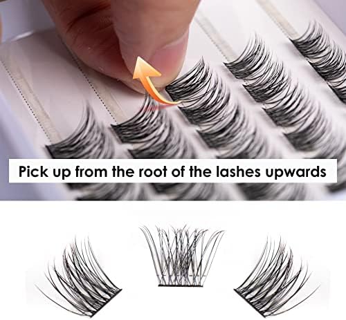 Individual Lashes 45 Clusters Lashes C Curl DIY Eyelash Extension Kit at Home for Make-up Beginner False Eyelashes with Eyelash Glue Tweezers 10/12/14/15/16mm Easy to Use - Natural Style