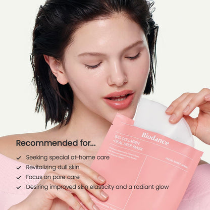 BIODANCE Bio-Collagen Real Deep Mask, Hydrating Overnight Hydrogel Mask, Pore Minimizing, Elasticity, Plumping Improvement, Korean Skin Care, Gifts for Women | 1.19oz(34g) x 4ea