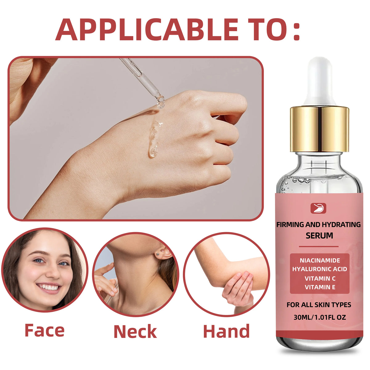 Ottilavie Firming & Hydrating Serum with Moisture Complex. Oil-free, deep moisturizing for face & neck. All skin types,day&night 3 sold