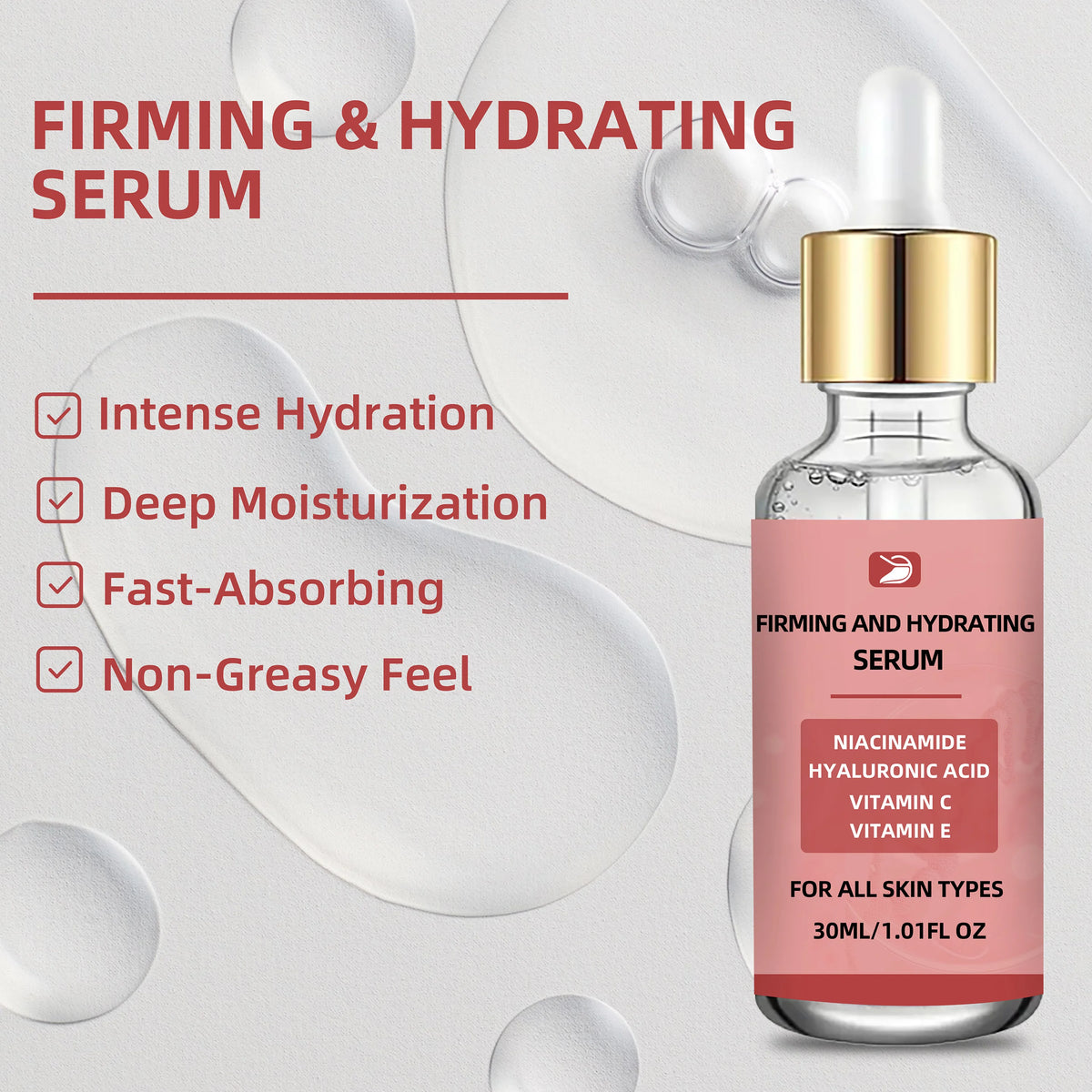 Ottilavie Firming & Hydrating Serum with Moisture Complex. Oil-free, deep moisturizing for face & neck. All skin types,day&night 3 sold