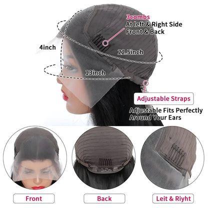 Straight Chocolate Brown Human Hair Wigs 100% 13X6 Hd Lace Frontal Wig 30 36 Inch Lace Front Wig Brazilian Wigs Original Colored